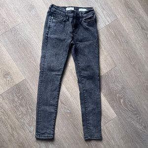 JESSICA SIMPSON Girl's Cuffed Mid-Rise black distressed Skinny Jeans Girls sz 12